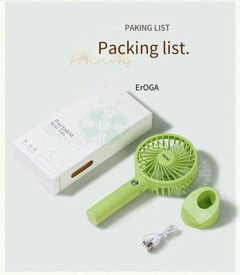 1200mAh USB Fan Mini Recargable Ventilador de mano con soporte de teléfono portátil y potente