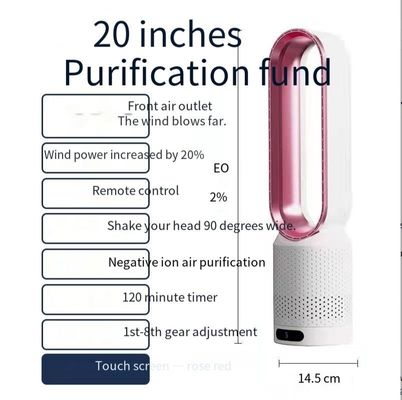 20 pulgadas Timer 2 horas ventilador sin cuchillas con pantalla táctil y tecnología de circulación de aire