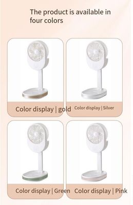 Logotipo personalizado Ventilador de mesa recargable USB de 1500 mAh con luz LED y material ABS PP