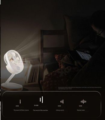 Logotipo personalizado Ventilador de mesa recargable USB de 1500 mAh con luz LED y material ABS PP