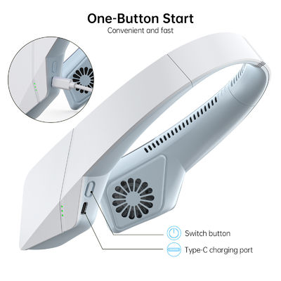 Ventilador colgante de cuello recargable USB con batería 18650 1800mAh y diseño sin cuchillas