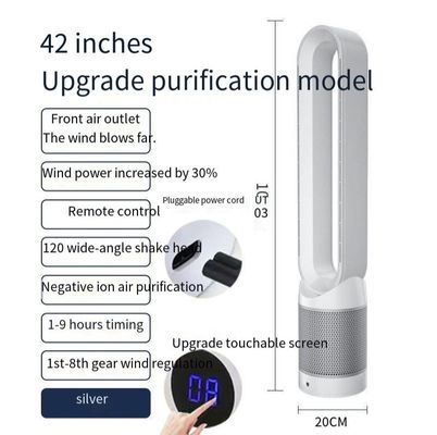 Ventilador silencioso de 42 pulgadas con control remoto y purificador de aire Hepa sin cuchillas
