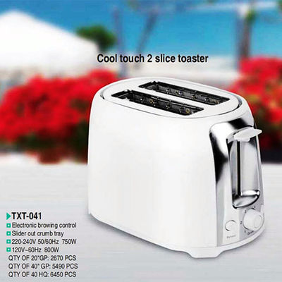 Tostadora de acero inoxidable de 750W con toque frío y control de temporizador mecánico