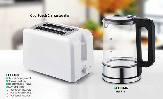 Tostadora de acero inoxidable de 750W con toque frío y control de temporizador mecánico