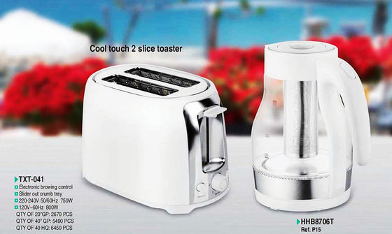 Tostadora de acero inoxidable de 750W con toque frío y control de temporizador mecánico
