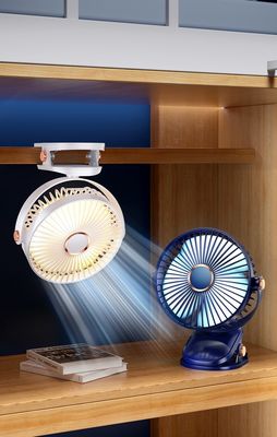 USB Recargable 6 pulgadas ventiladores portátiles con luz nocturna 720 girar ventilador de clip personal para el hogar de la oficina