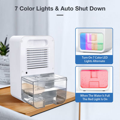 Mini Deshumidificador inteligente con tanque de agua de 1100 ml y 7 luces de colores para la comodidad del hogar