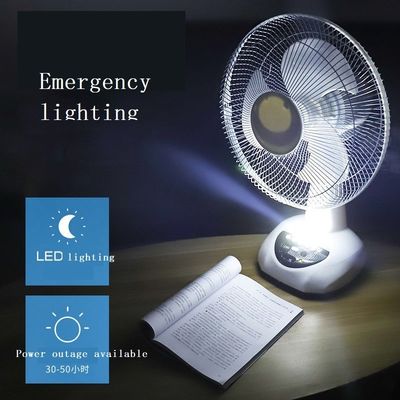 Ventilador solar recargable de 12 pulgadas con batería y 2 bombillas LED Solución sostenible