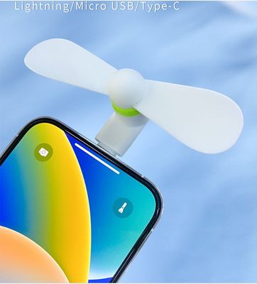 Logotipo impreso en pantalla de seda 2 en 1 Mini ventilador USB para iPhone y Android Tipo-C Solo 15g