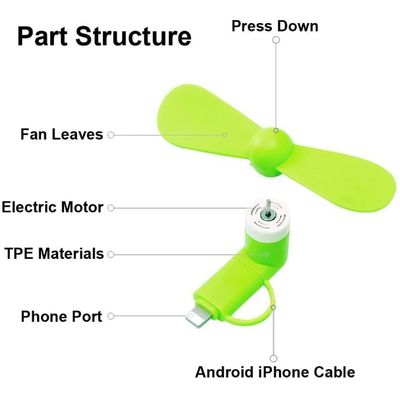 Fan de teléfono móvil plegable portátil TPE ABS Material 2 en 1 para iPhone Android