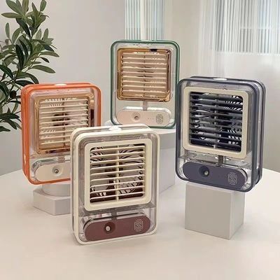 USB recargable 420g Stand de mesa de escritorio aire acondicionador ventilador con luz LED