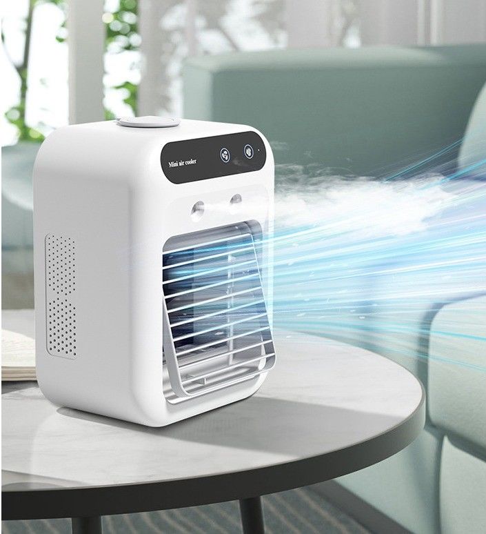 Peso neto 700 g Ventilador portátil de refrigeración por aire de mesa con humidificador y fuente de alimentación USB 5V