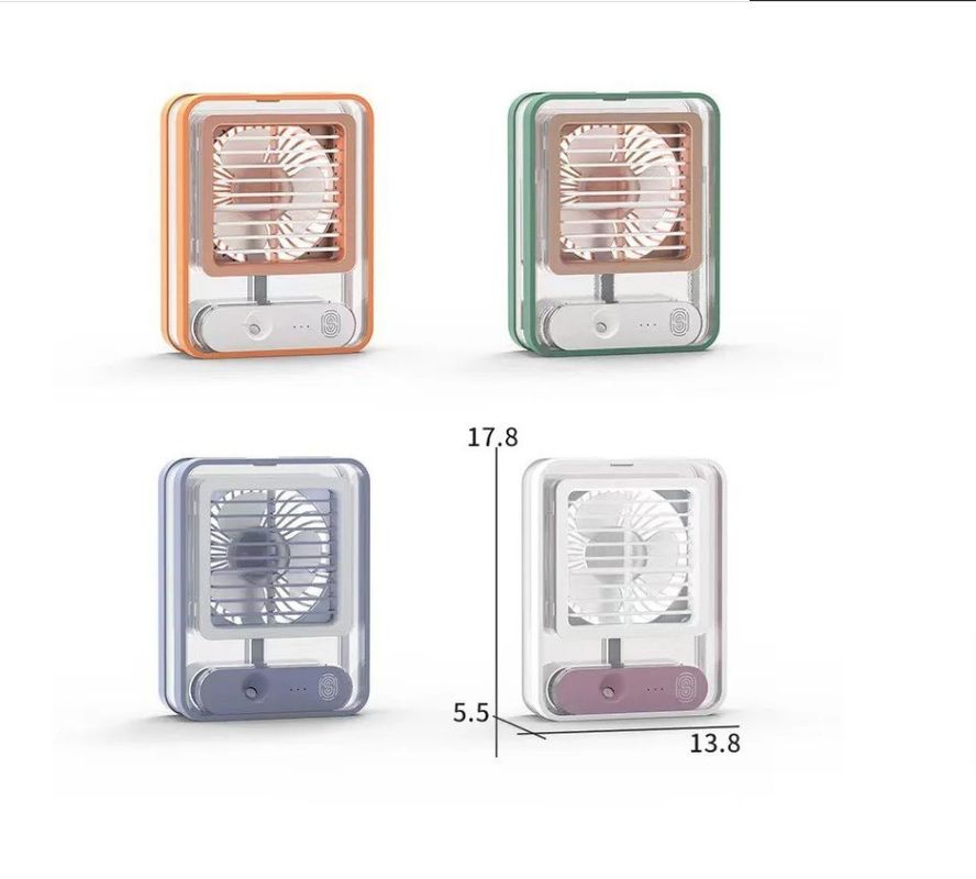 Mini ventilador de luz nocturna USB de carga ventilador de enfriamiento de aire con función de rociado y peso de 420g